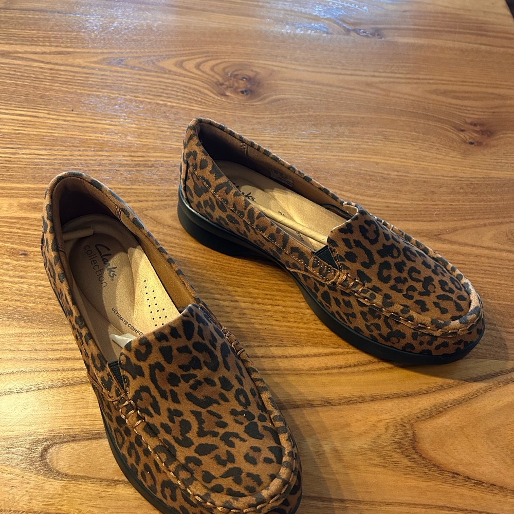 Clarks Leopard Print Loafers